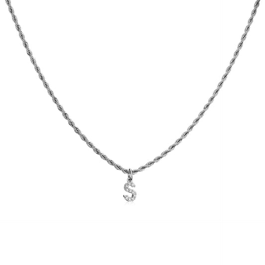 Dainty Silver Initial Necklace